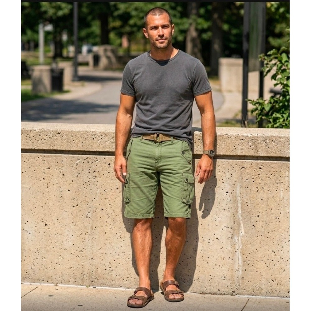 Rocawear Green Ripstop Cargo Shorts Men's 38 Utility Pockets Vintage Y2K 90's